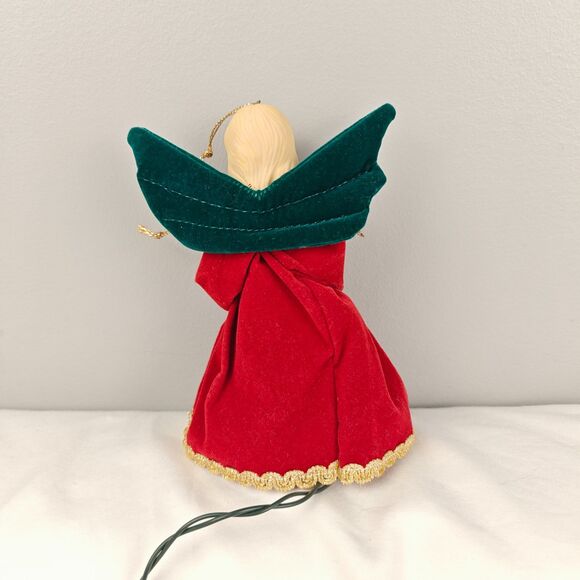 Vintage Christmas Angel Light-Up Candle Ornament Red Green Gold - Picture 5 of 8